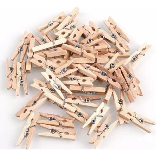 150pcs Mini Natural Wooden Clothes Photo Paper Clothespin Craft Clips 25mm Home Wooden Clothes Spring Clips CNIM Hot