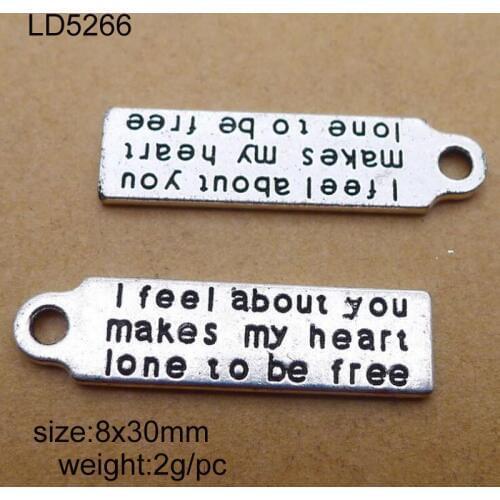 25pcs 8x30mm Antique Silver Zinc Alloy Metal Letter Charms Fine Trendy Pendant Charms Making