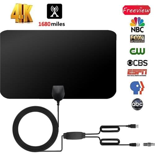 4K Digital Antenna HDTV Aerial Indoor Amplified Antenna 1680 Miles Range With HD1080P DVB-T2 Freeview TV For Life Local Channels