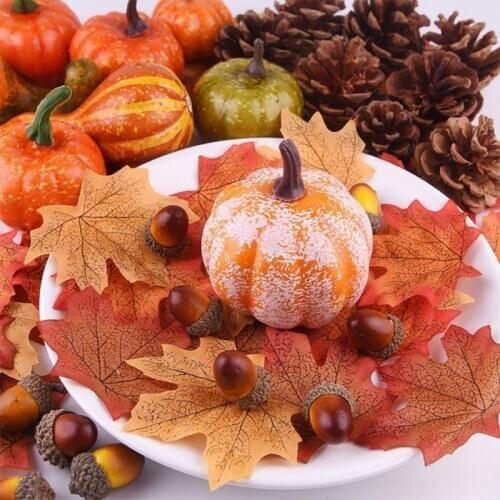 50Pcs Simulation Pumpkin gourd Golden Autumn Decor Pumpkin Halloween Pumpkin Thanksgiving DIY Decoration Fake Pumpkin Props