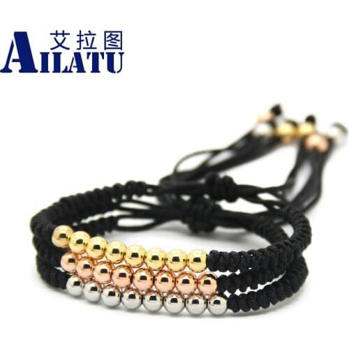 Ailatu Wholesale 10pcs/lot 6mm Black String Mix Colors Braiding Macrame Bracelet Best Gift Fashion Jewelry