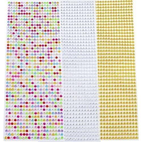 3-6mm Rhinestones Acrylic Stickers Mobile Phone PC Car Art Diy Decal Bling Self Adhesive Rhinestone Scrapbooking Craft