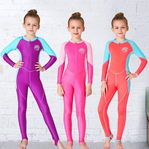 Hisea One Piece Kids Wetsuit Summer Anti-UV Breathable Swimsuit Girls Prevent Jellyfish Surf Diving Suit Snorkeling Suit 4 Color