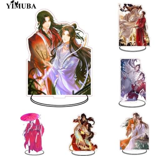 Tian Guan Ci Fu Acrylic Key Chain Xie Lian and Hua Cheng Anime Figures Stand Model Plate Desk Decor Keychain Llaveros Fans Gift