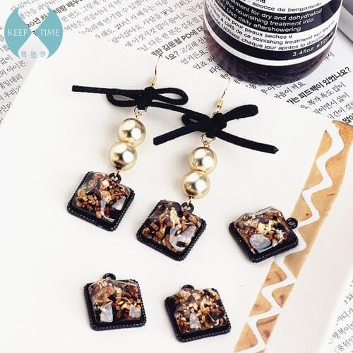 DIY accessories accessories alloy inlaid gold square irregular earrings earrings necklaces pendants