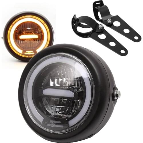 6.5 inch Round Motorcycle Cafe Racer headlight Vintage Moto LED Head Lamp For sportster bobber chopper motorcycle street glide