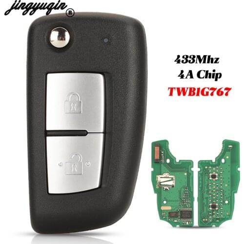 Jingyuqin 2 Buttons For Nissan Qashqai Micra Pulsar X-Trail Fob 433MHz 4A Chip Fccid: TWB1G767 Flip Smart Remote Car Key