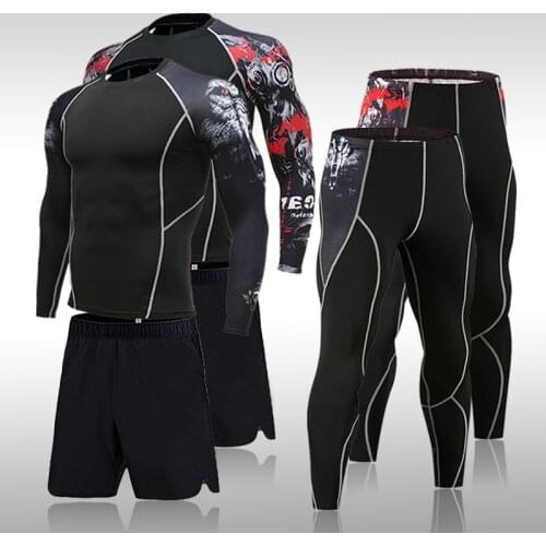 Underwear Set Mens Tracksuit Gym Fitness Compression Sports Suit Clothes Running Jogging Sport Wear Exercise Workout Tights