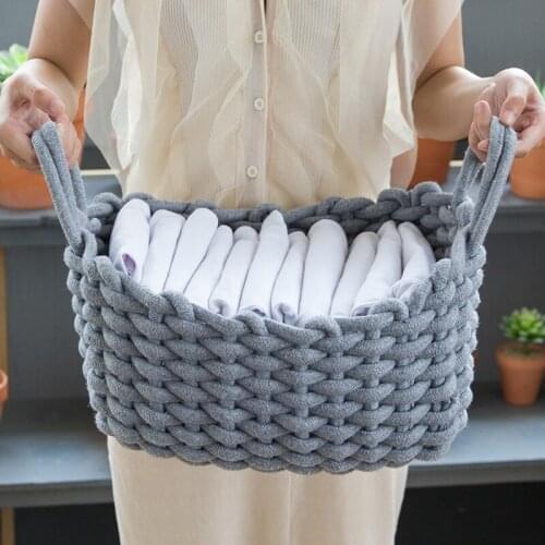 Storage Basket Linen Crochet Handmade Laundry Basket Natural Fabric Baby Toys Child Clothes Desktop Foldable Organizer