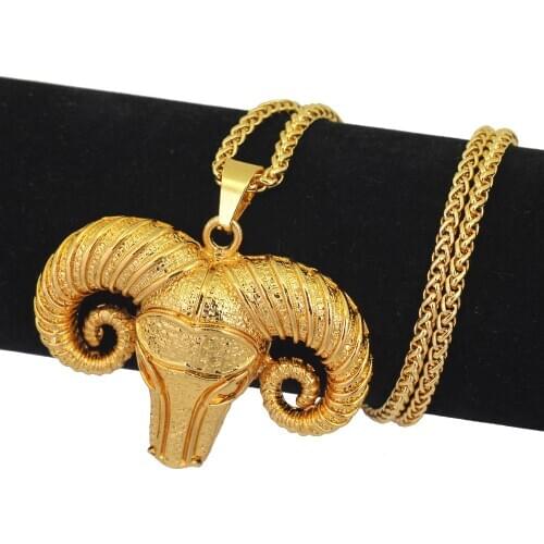 Personality Exaggeration Gold Color Yak Necklace Pendant Punk Animal Hip Hop Necklace Jewelry for Men Women