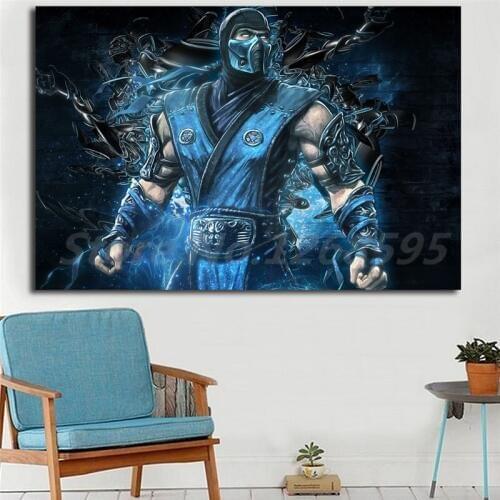 Mortal Kombat Game Sub Zero Fighter HD Canvas Posters Prints Wall Art Painting Decorative Picture Modern Home Decoration Artwork