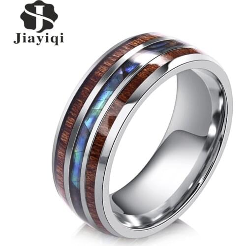 Jiayiqi Men Rings Stainless Steel Wood Grain Fashion Women Rings Male Jewelry Accessories Party Gift Wholesale Dropshipping Anel