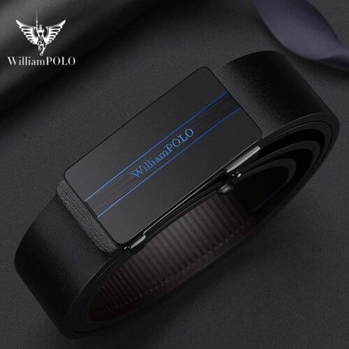 WILLIAMPOLO New mens leather belts automatically buckle youth leisure business wild trend leather belts