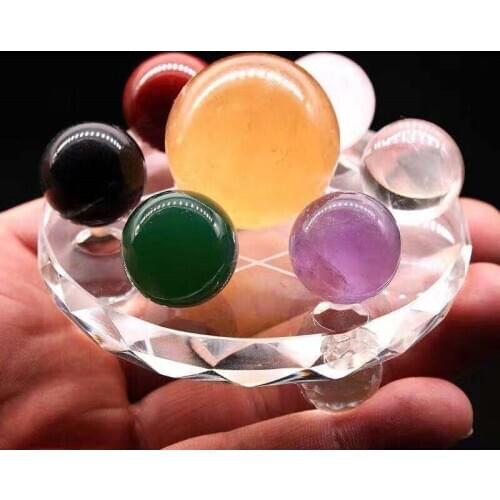 Natural crystal feng shui seven star array natural color crystal ball plus decorative board base