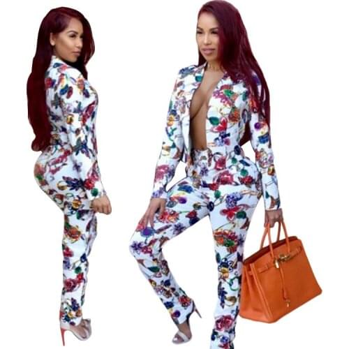 New Womens Suits Autumn and Winter Floral Pencil Pants and Jacket Fall 2021 Women Clothing Female Pants High Fashion Trousers