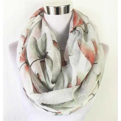 New Fashion big dragonfly Infinity Scarf Animal Loop Scarf women Scarves in Tan Shawls circle neckerchief hot ring scarf