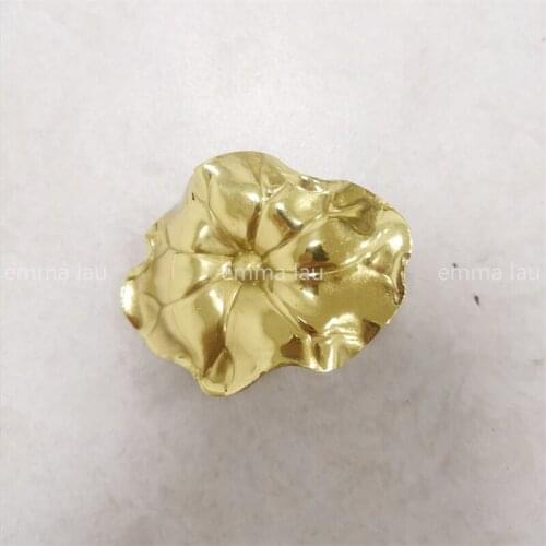 Solid Brass Cabinet Door Handle Furniture Drawer Knobs Lotus Leaf Shape Cupboard Pulls Single Hole Gold Kitchen Cabinet Handles