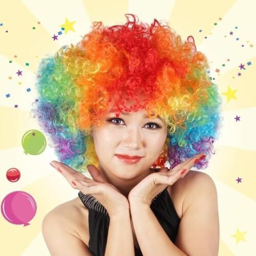 Clown Wig Curly Circus Fancy Dress Hair Wigs Explosion Birthday Wedding Party Hats Cosplay Props Halloween Party Supplies Set