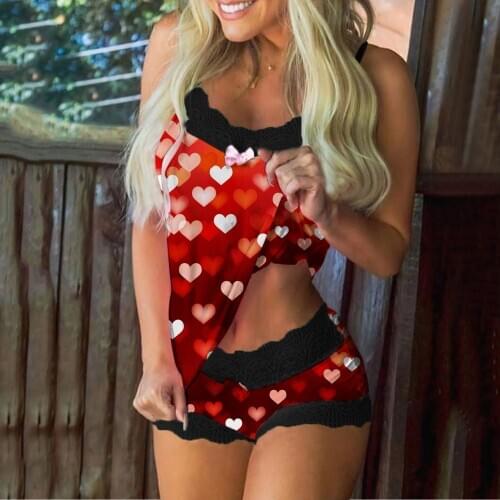 Tie dye Print Pajams Women Pajamas Sleeveless Lace Cami Shorts Lingerie Sleepwear Set Lace Patchwork couple pajamas Feminina