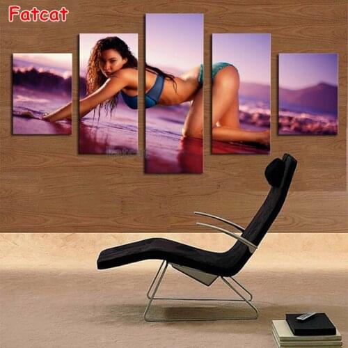 Sexy Bikini Beautiful Woman diamond painting 5 Panel Diamond Embroidery full Square/Round Drill mosaic Diamond Puzzle art PP2232