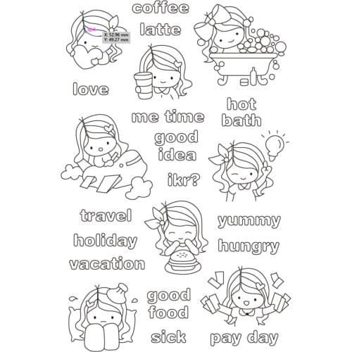 11x16 Girl reading a book TBig ice cream ransparent Clear Stamps Silicone Seals for DIY scrapbooking photo album Card Making