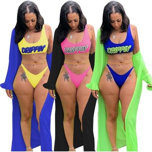 Split Swimsuit Printed Swimsuit with Lotus Leaf Sleeve Over Three Piece Swimsuit Womens Summer Cool Sexy Beach Style Swimsuit