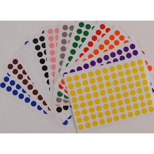 12 Sheets/Pack 8mm Round Dot Color Label Self Adhesive Dot Sticker Office School Supplies