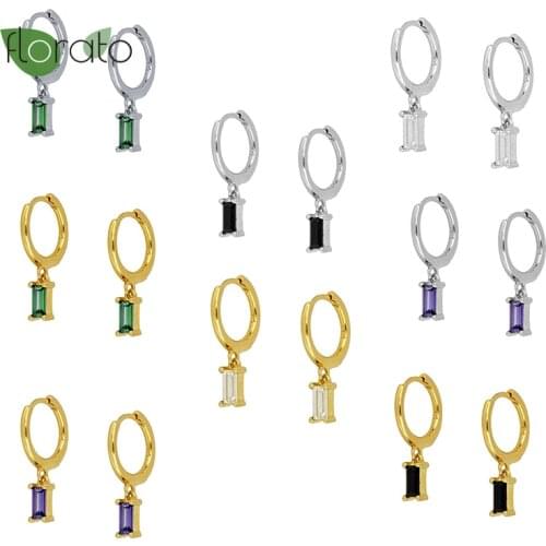 White/black/green/purple Color CZ Earrings Set Tiny Charming Crystal 925 Sterling Silver Small Hoop Earrings for Women Jewelry