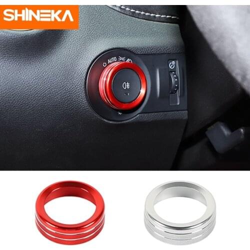 SHINEKA Aluminum alloy Car Headlight Switch Decoration Ring Knob Trim Cover For Chevrolet Camaro 2010-2015 Interior Accessories