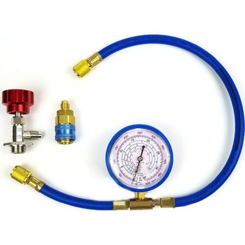 1 Set M14 R134a Air Conditioning Refrigerant Charging Hose With Gauge Recharge Measuring Tool Fit for most Asian