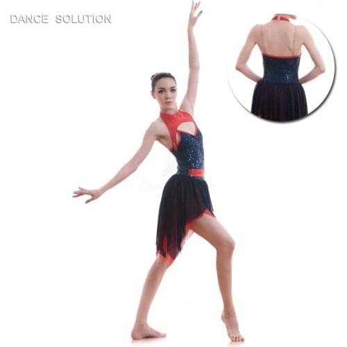 Navy Blue Sequin Camisole with Tulle Skirt Ballet Dress for Child Women Contemporary Dance Costume Practice Dance Wear 18706