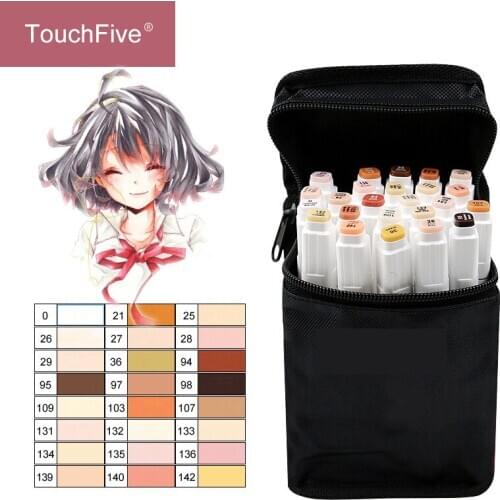 TOUCHNEW 24 Colors Sketch Marker Sketch Skin Tones Marker Pen Artist Double Headed Alcohol Based Manga Art Markers brush pen