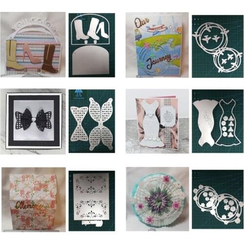 Dress Boots Bowknot Flower Circle Frame Metal Cutting Dies for Scrapbooking DIY Album Card Making Decoration Stencil New 2019
