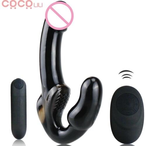 Vibrating Strapless Strap on Dildo Vibrator Sex Toys Remote Control Clitoris Stimulate G-Spot Massager for Lesbian and Women