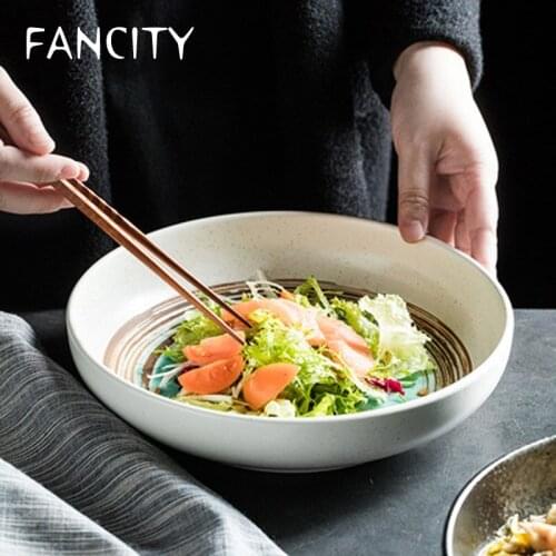 FANCITY High-end deep-dish ceramic plate Large-capacity pickled cabbage fish, boiled fish large plate, crayfish plate, vegetable