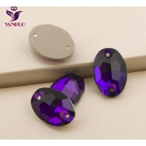 YANRUO 3210 Oval Purple Velvet Sew on Rhinestones Flatback Rhinestone Stones Sew Crystals Adhesive For Clothes