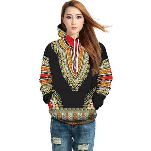 Bazin Riche African Dashiki Hoodie Traditional 3D Pattern print Pullover hip hop african clothes Women Ethnic Sweatshirt A61201