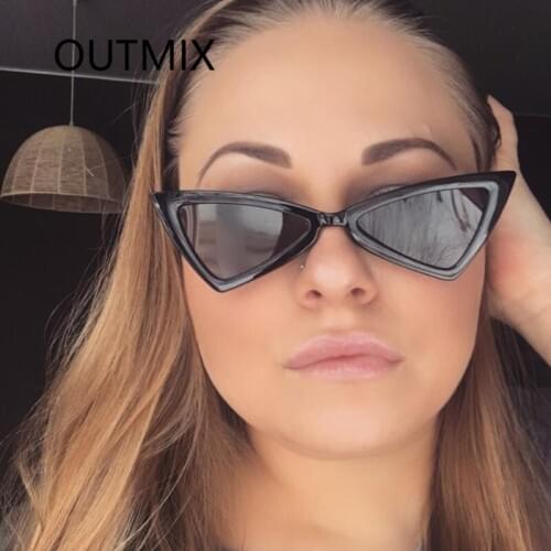 OUTMIX Retro Cat Eye Sunglasses Women 2021 New Fashion Small Frame Sun Glasses Lady Brand Designer UV400 Shade Driving