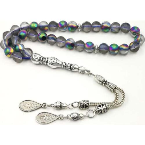 Womens tasbih Blue color frosted crystal 33 66 99 beads gift for girl rosary ladys Bracelets islam prayer beads