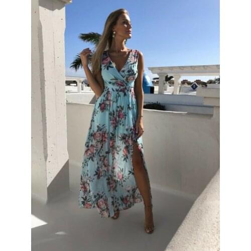 2019 Summer Floral Boho Dresses Women V Neck Long Sleeve Casual Dress Evening Party Beach Short Mini Dress Female Vestidos