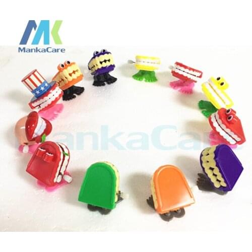 100 Pcs Funny Chattering Jumping Walking Teeth Shape Clockwork Toy Mini Children Christmas Animal Tooth Toys Gifts Wind Up Toys