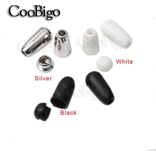 100pcs Detachable Bell Stopper With Lid Cap Plastic Cord Ends Lock For Rope tail folder/Apparel Sportswear Parts Accessories