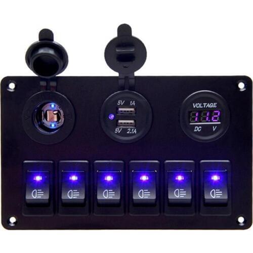 12-24V 6 Gang Car Marine Boat Circuit Board Voltage Display Switch Control Panel Compact control electronic equipment board