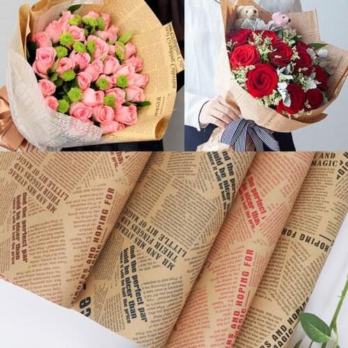 20Pcs Vintage Kraft Paper Gift Wrapping Material Packaging for Flowers DIY Handmade Bouquet Decor Florist Fastival Gift Wrap