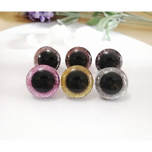 24pcs/lot--new 16mm & 20mm & 24mm clear 3D safety toy eyes +glitter Nonwovens+ white hard washer--size & color option-N6