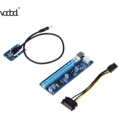 3.0 Mini 40 cm PCI-E 16PIN to PCIe Riser Card PCI Express 1x to 16x Extender Adapter with SATA Power Cable for BTC Miner Blue