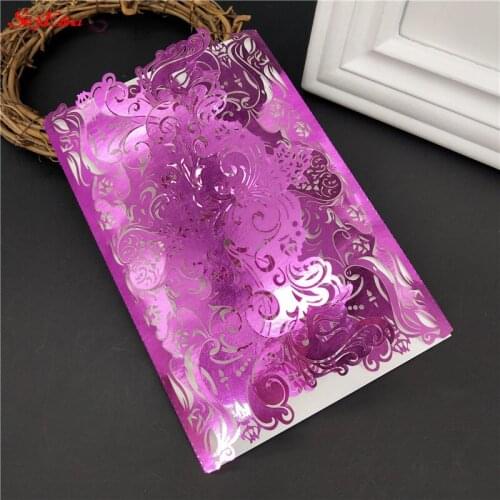 30PCS romantic Wedding Invitations Laser Cut European Style Invitations Party Holiday Greeting Card Cover blue pink 6Z SH073