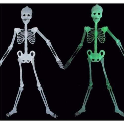 90cm Halloween Luminous Skeleton New Fashion Completed Skull Bones Hanging Party Props Night Glow Scary Party Decorations