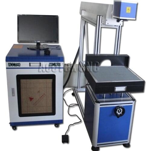 AccTek factory price 80w nonmetal cloth fabric co2 laser marking machine AK80C with RECI laser tube for sale