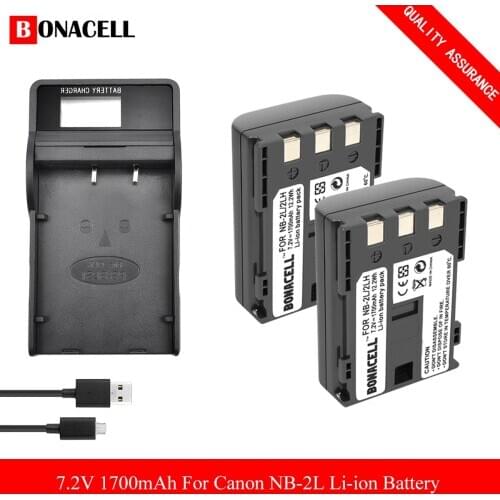 NB-2L Battery+Charger for Canon NB-2L NB-2LH BP-2L5 BP-2LH DC301 DC310 DC320 DC330 DC410 DC420 Elura 40 50 60 65 70 80 85 90 Z50